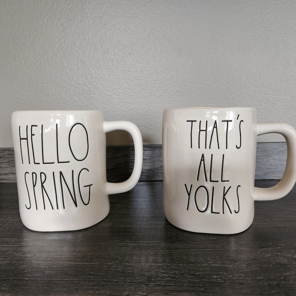 Rae Dunn Mugs - Hello Spring & That's All Yolks